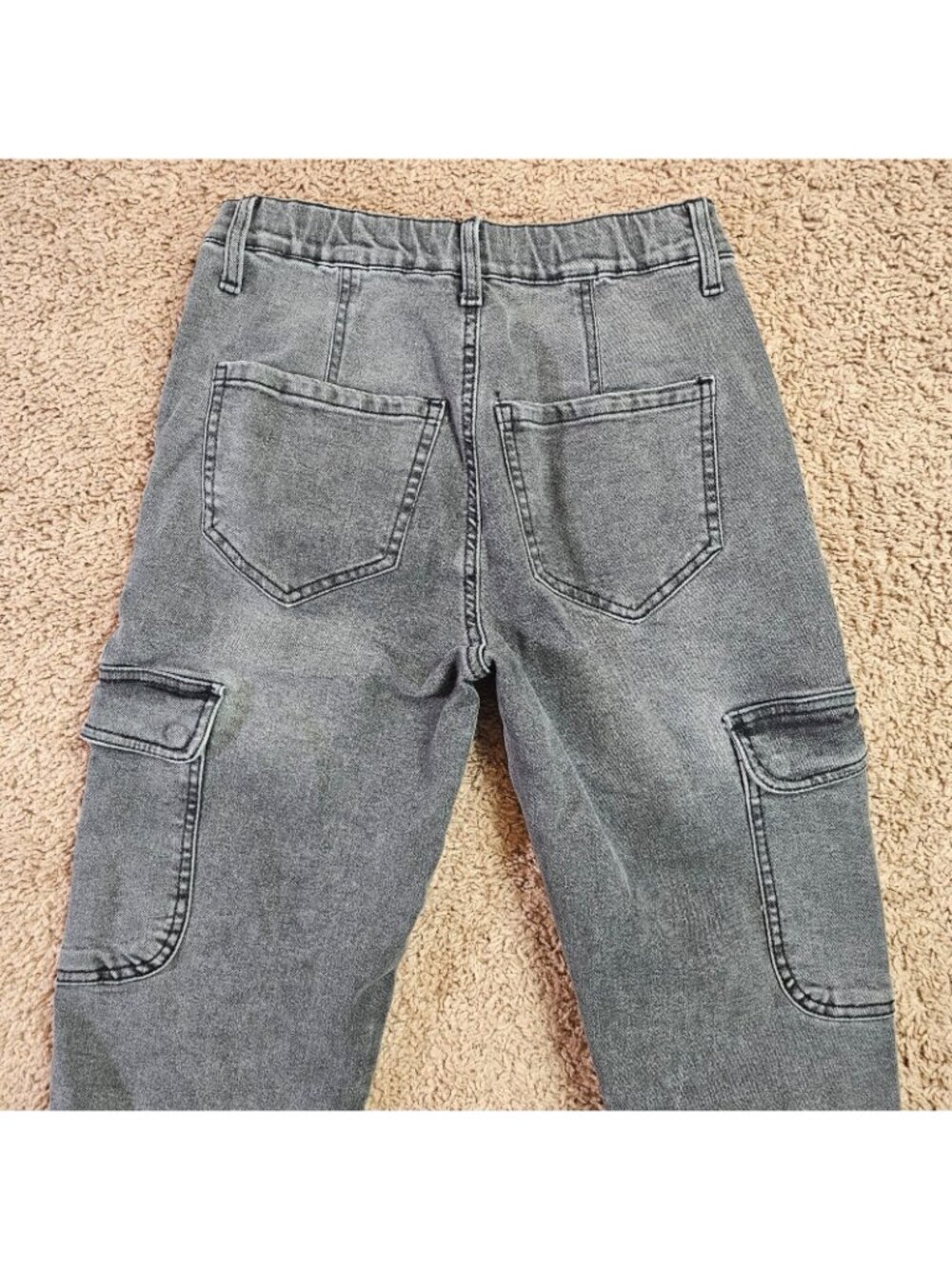 SO Jeans Cargo Pants Womens XS 27x25 Gray High Rise Joggers Denim Stretch Pocket - Picture 10 of 12